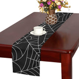 Spider web pattern Black background white cobweb Table Runner