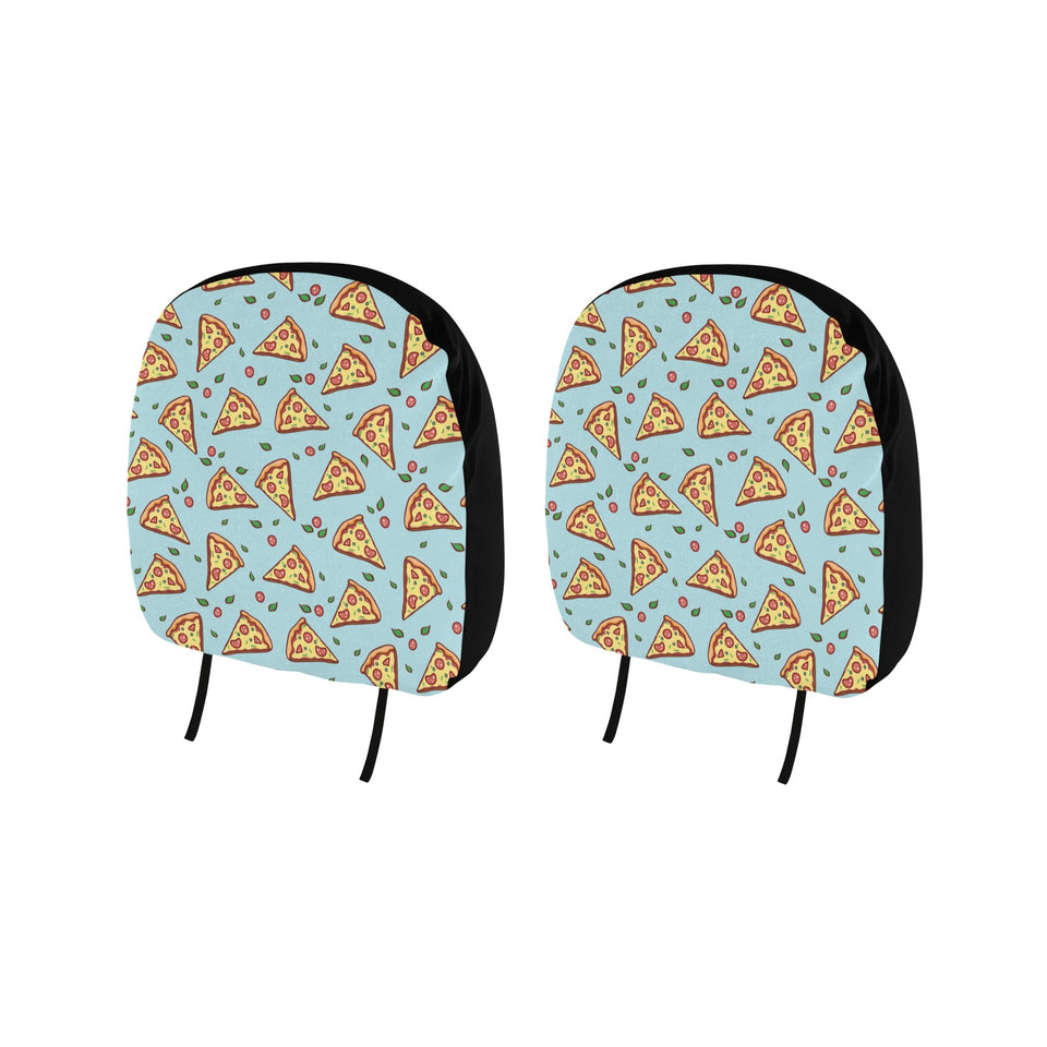 Hand drawn pizza blue background Car Headrest Cover
