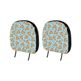 Hand drawn pizza blue background Car Headrest Cover