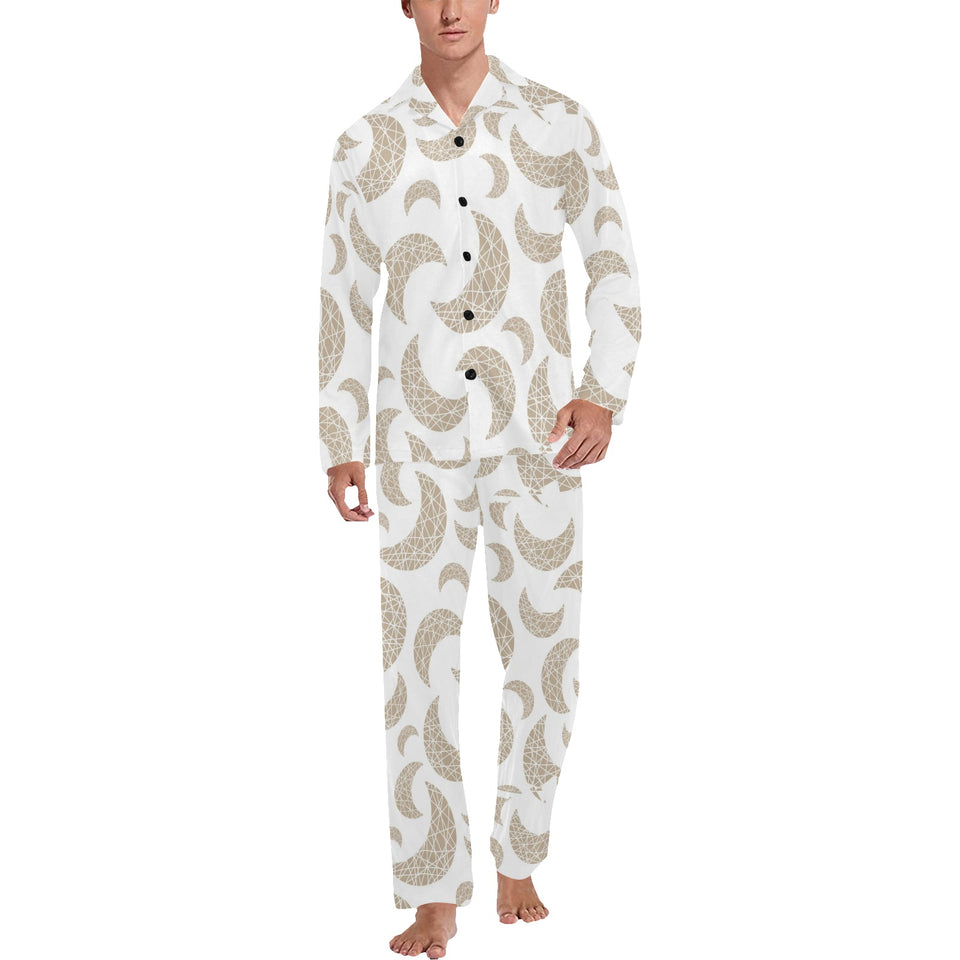 Cool gold moon abstract pattern Men's Long Pajama Set