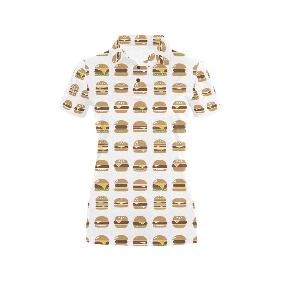 Hamburger Pattern Print Design 02 Women's All Over Print Polo Shirt