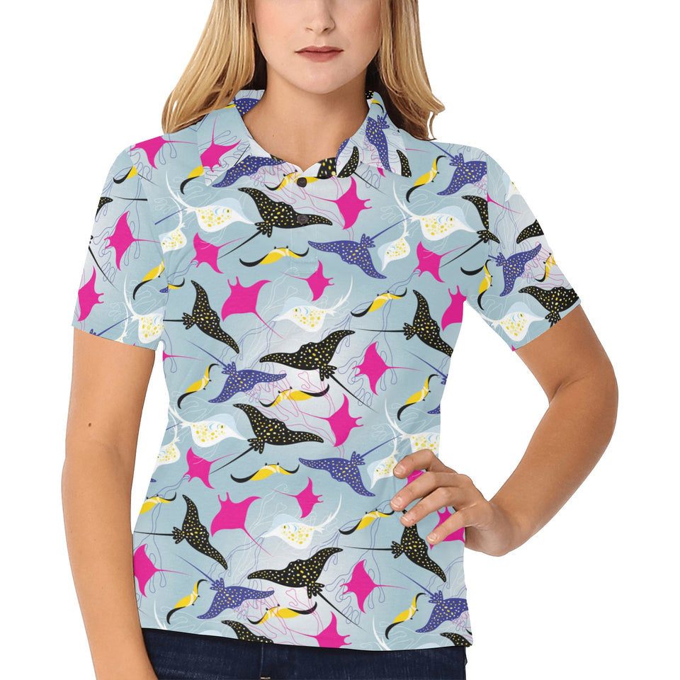 Stingray Pattern Print Design 01 Women's All Over Print Polo Shirt