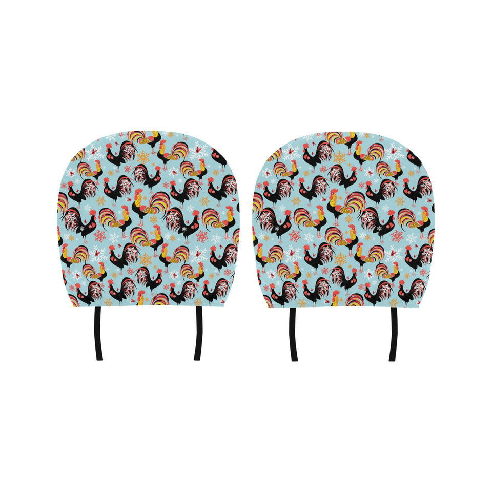 Rooster chicken cock snowfalke Car Headrest Cover