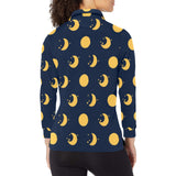 Moon star pattern Women's Long Sleeve Polo Shirt