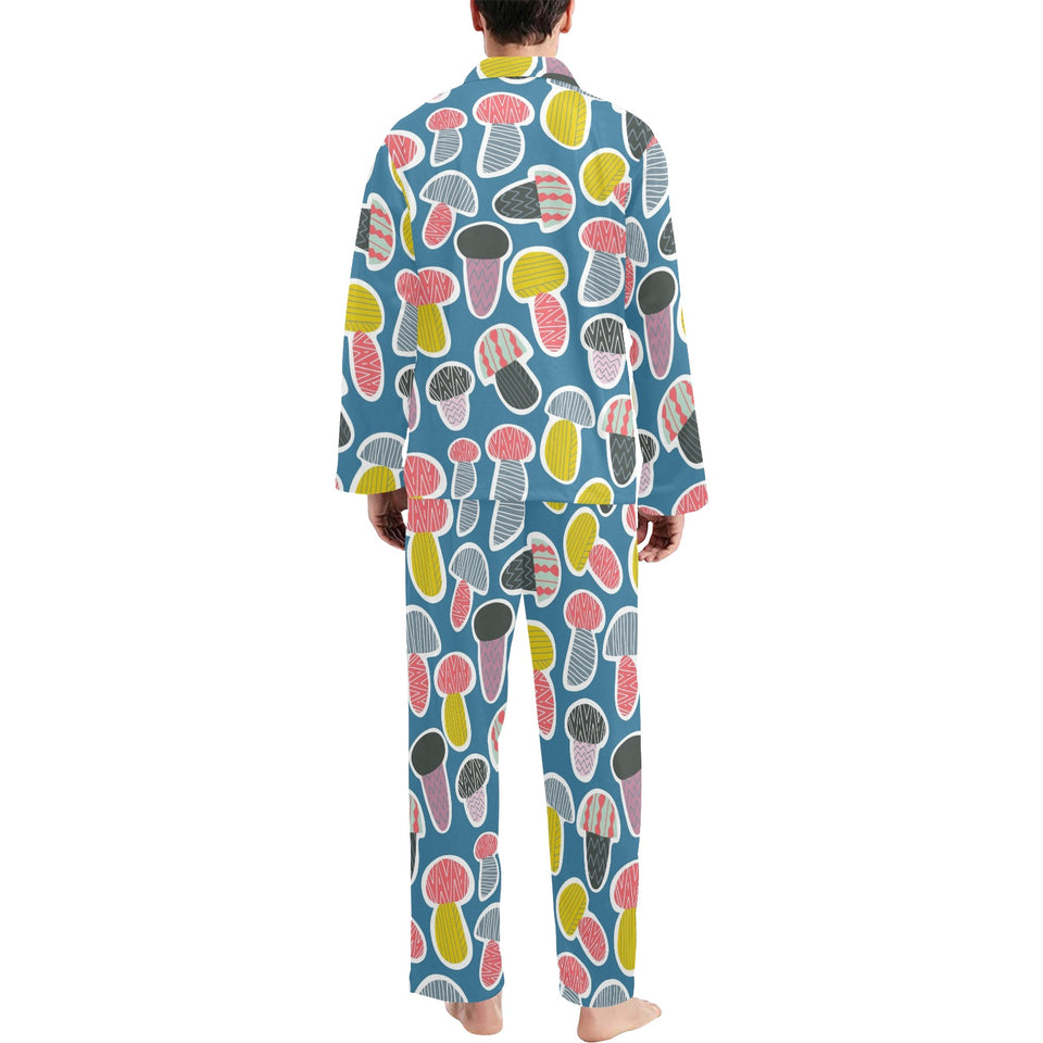 Colorful mushroom design pattern Men's Long Pajama Set