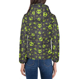 Alien Pattern Print Design 02 Women's Padded Hooded Jacket