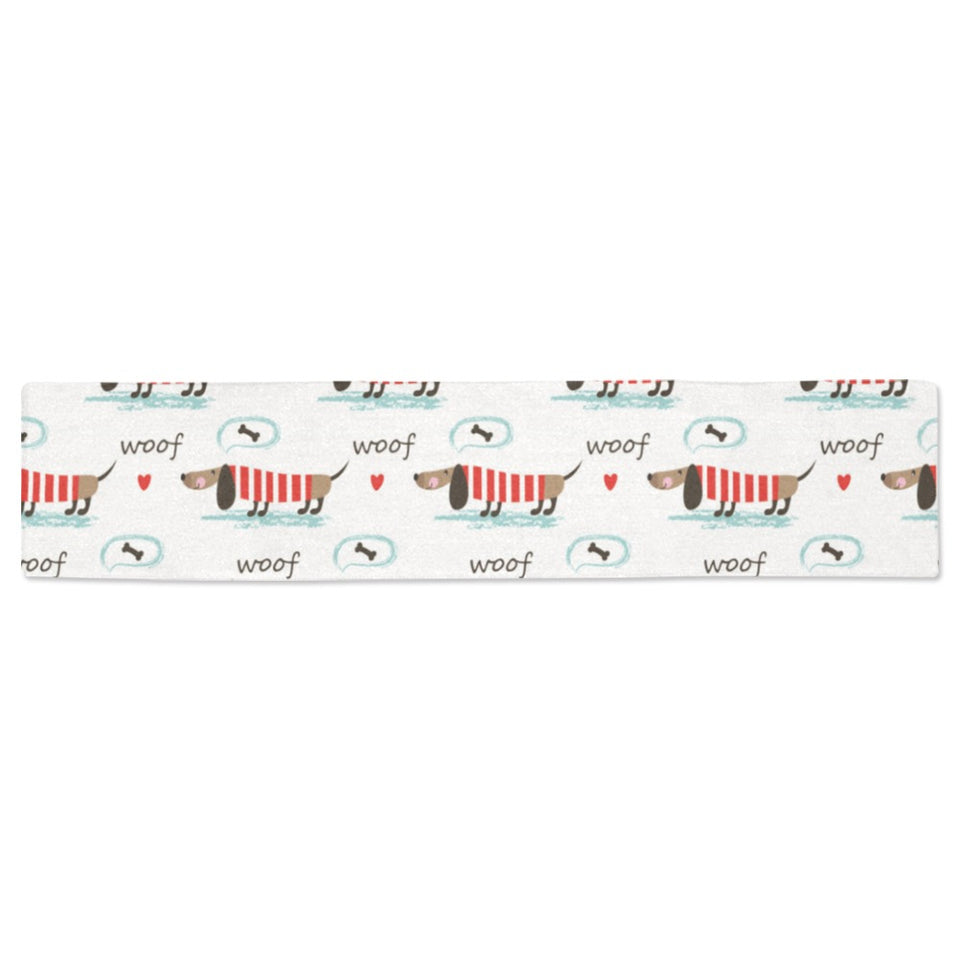 Cute dachshund bone pattern Table Runner