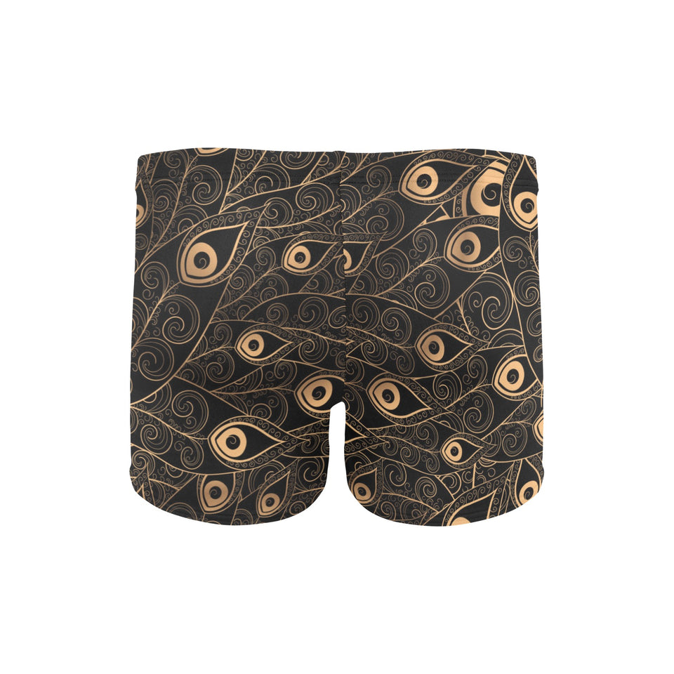 Gold peacock feather pattern Men's Swimming Trunks