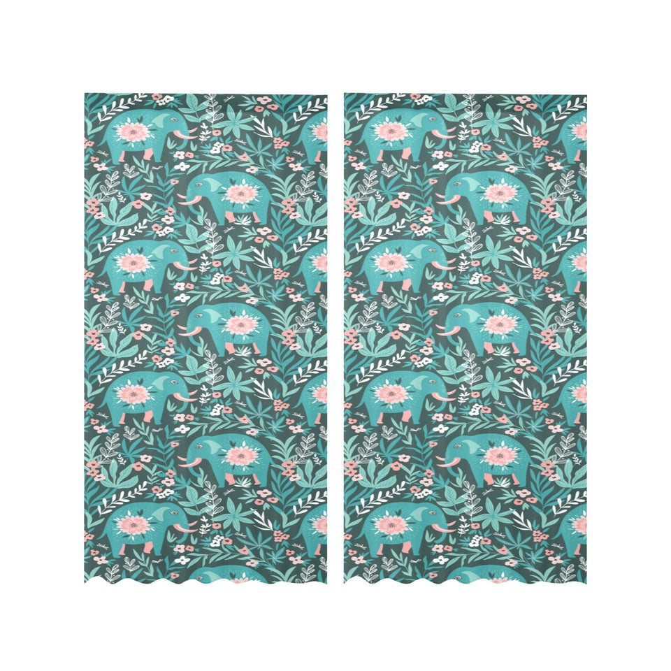 Elephants jungle pattern Gauze Curtain
