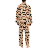 Dachshund floral background Men's Long Pajama Set