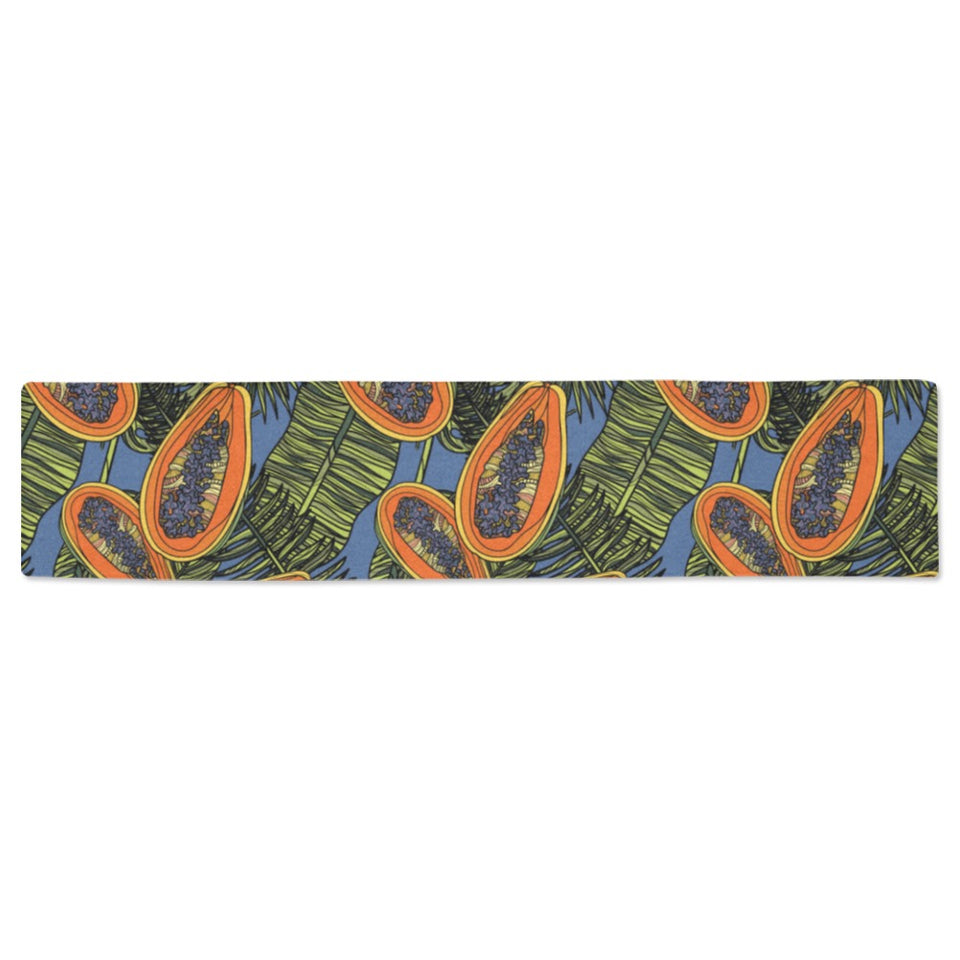 Colorful papaya tropical leaves Table Runner