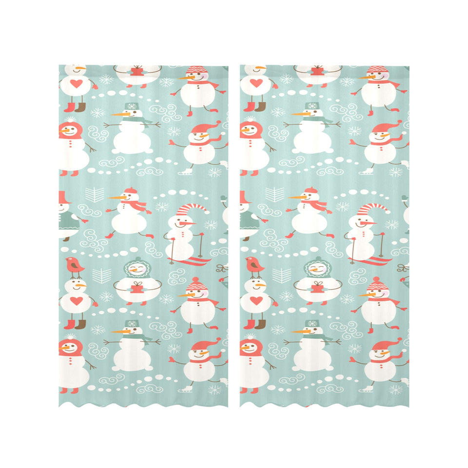 Cute snowman pattern Gauze Curtain