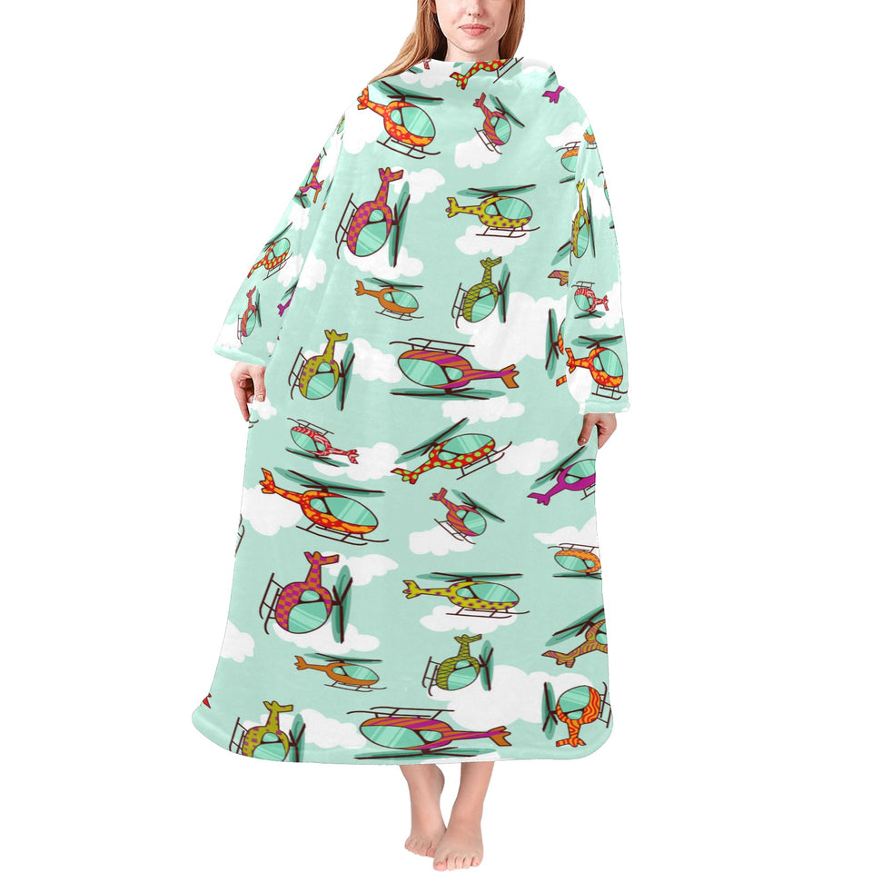 Helicopter design pattern Blanket Robe with Sleeves