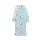 Cute cow flower pattern Blanket Robe with Sleeves