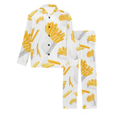 French fries white paper box pattern Men's Long Pajama Set
