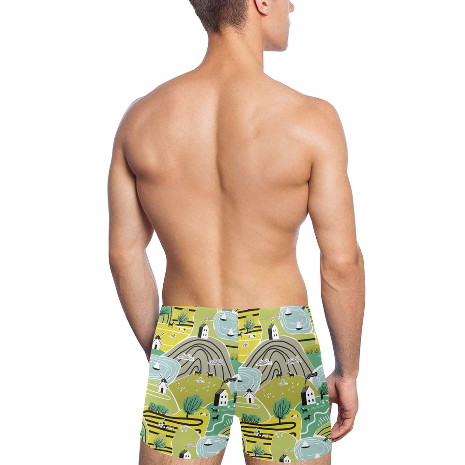 Hand drawn windmill pattern Men's Swimming Trunks