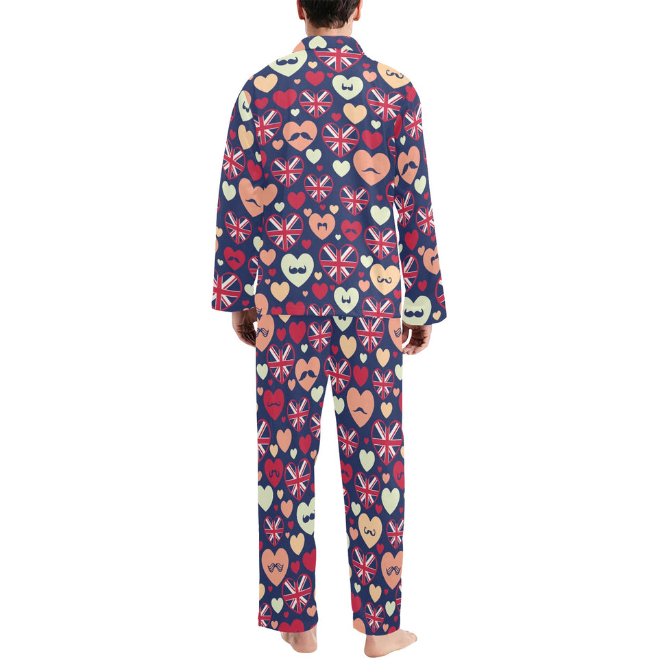 British Pattern Print Design 02 Men's Long Pajama Set
