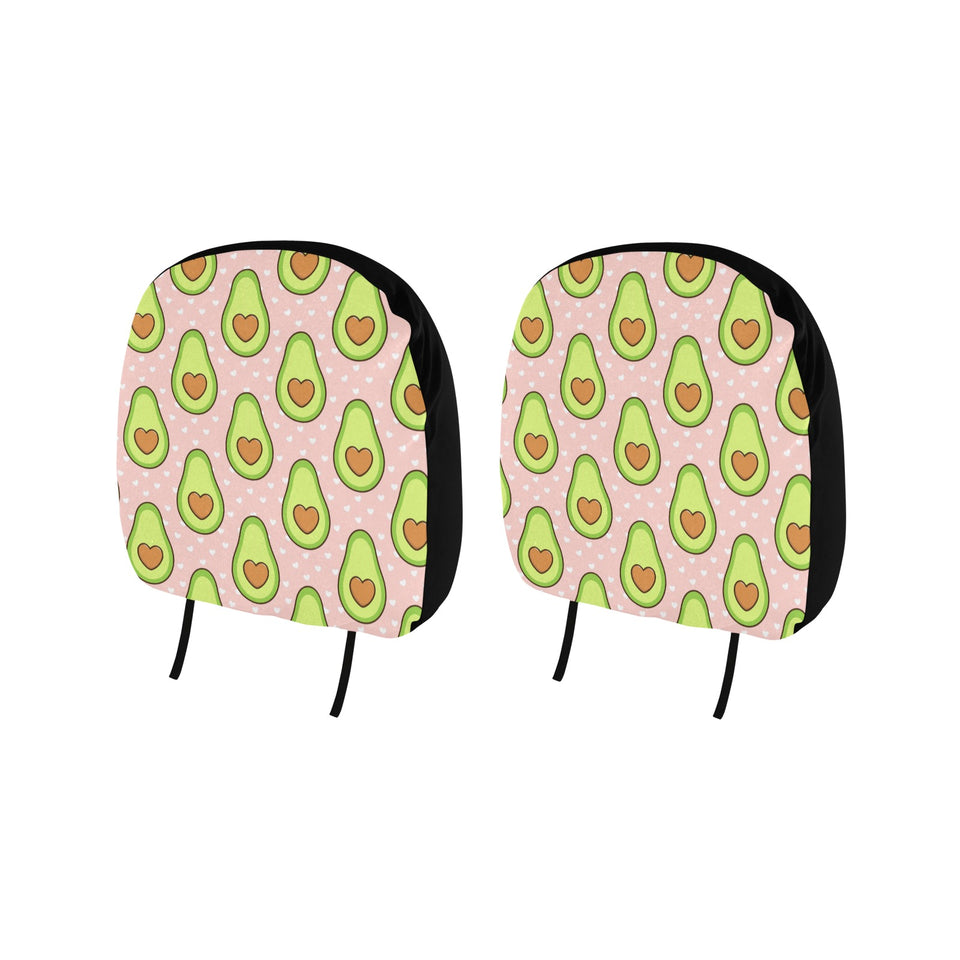 Avocado heart pink background Car Headrest Cover