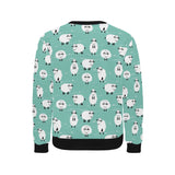 Cute sheep green background Men's Crew Neck Sweatshirt