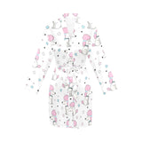 Cute poodle dog star pattern Women's Long Sleeve Belted Night Robe
