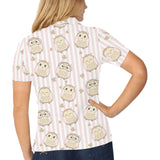 cute owl leaf Women's All Over Print Polo Shirt