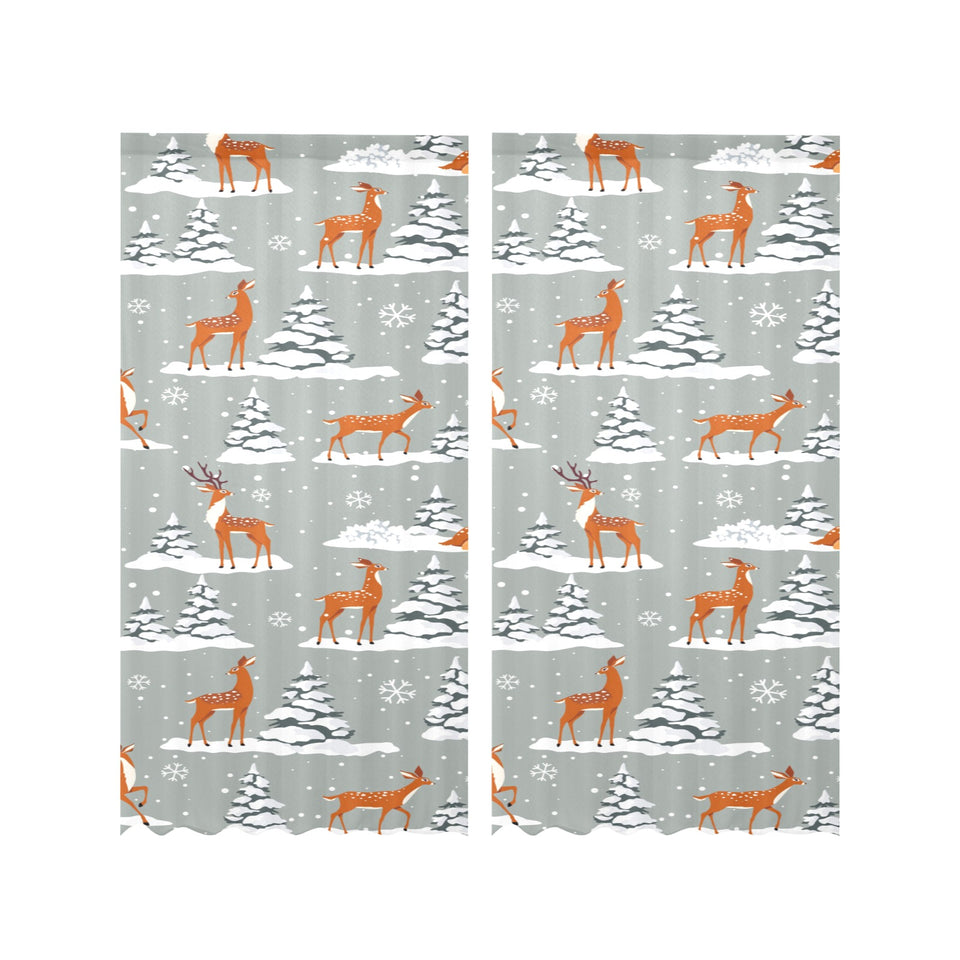 Beautiful deers Winter Christmas Gauze Curtain