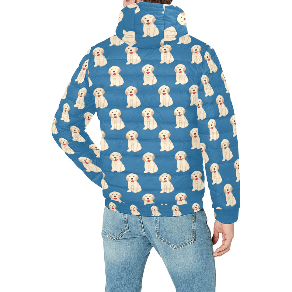 Golden Retriever Pattern Print Design 03 Men's Padded Hooded Jacket