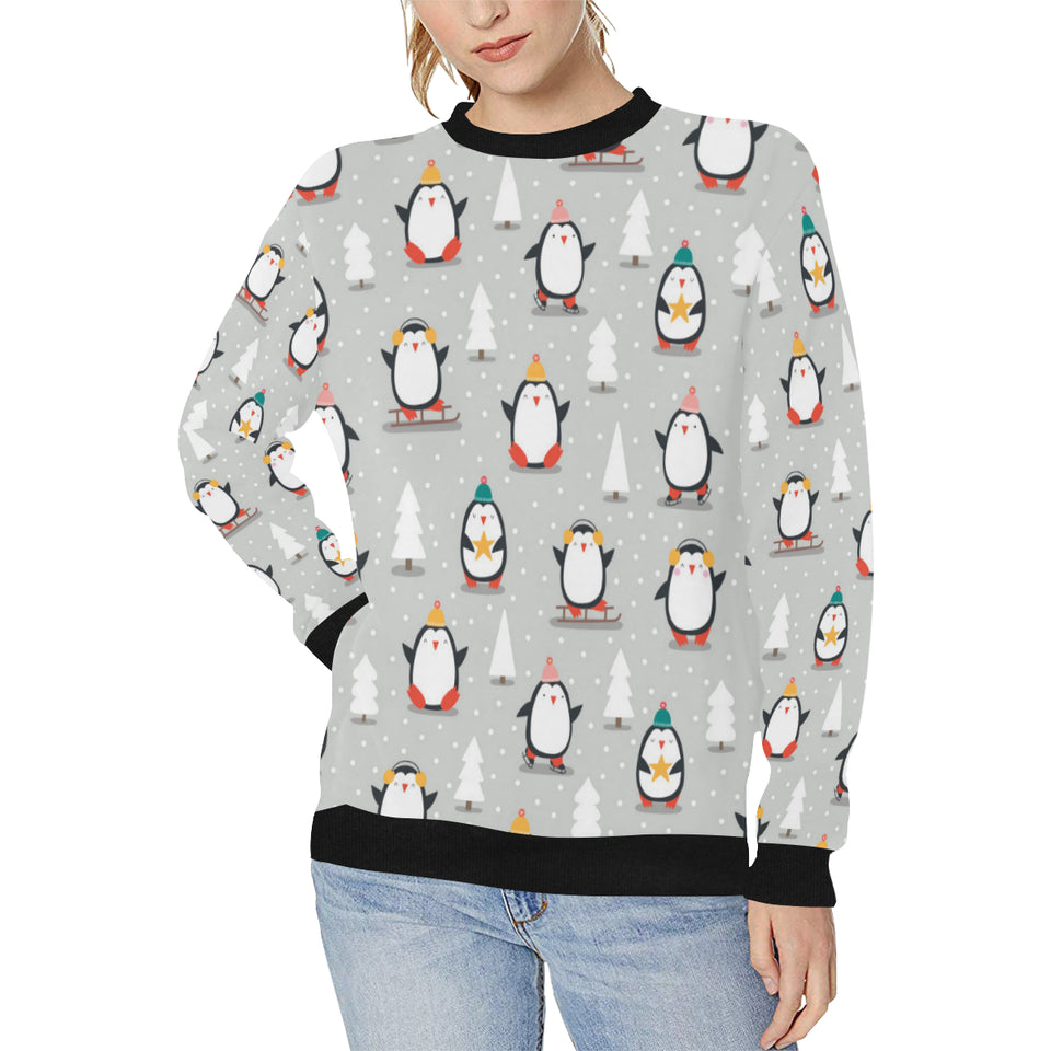 Cute Penguin christmas pattern Women's Crew Neck Sweatshirt