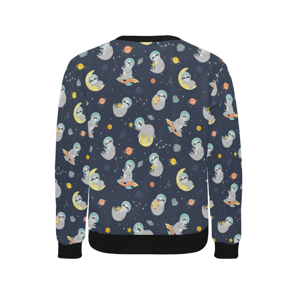 Cute sloth astronaut star planet rocket pattern Men's Crew Neck Sweatshirt