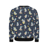 Cute sloth astronaut star planet rocket pattern Men's Crew Neck Sweatshirt