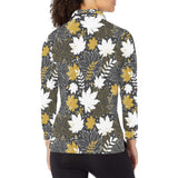 Beautiful gold autumn maple leaf pattern Women's Long Sleeve Polo Shirt