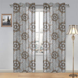 nautical wood steering wheel pattern Gauze Curtain