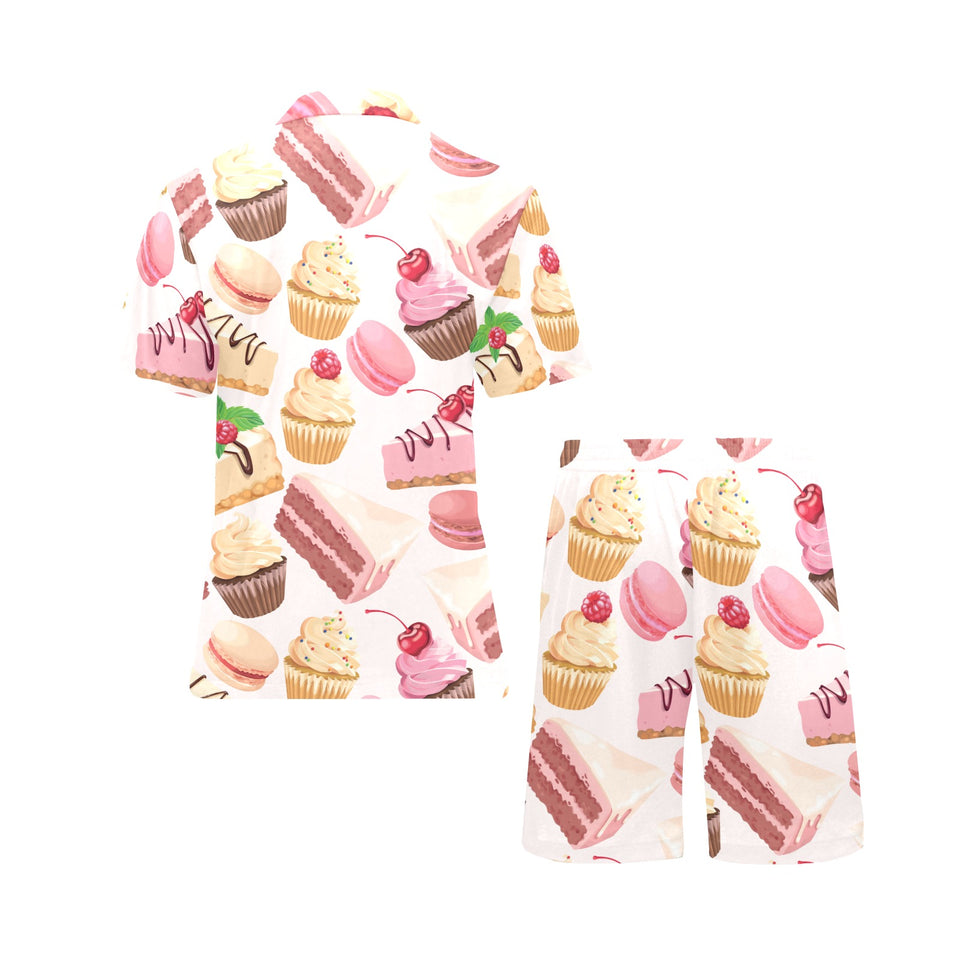 Cake cupcake sweets pattern Men's V-Neck Short Pajama Set