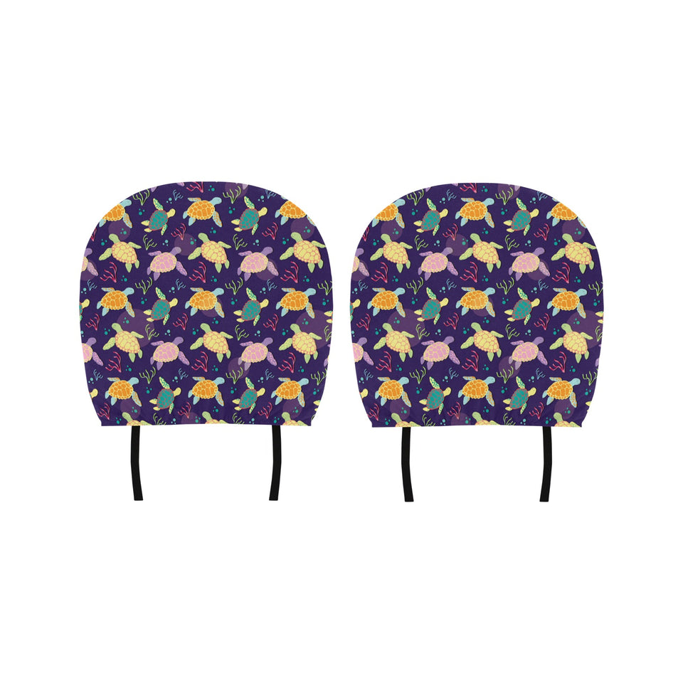Colorful sea turtle pattern Car Headrest Cover