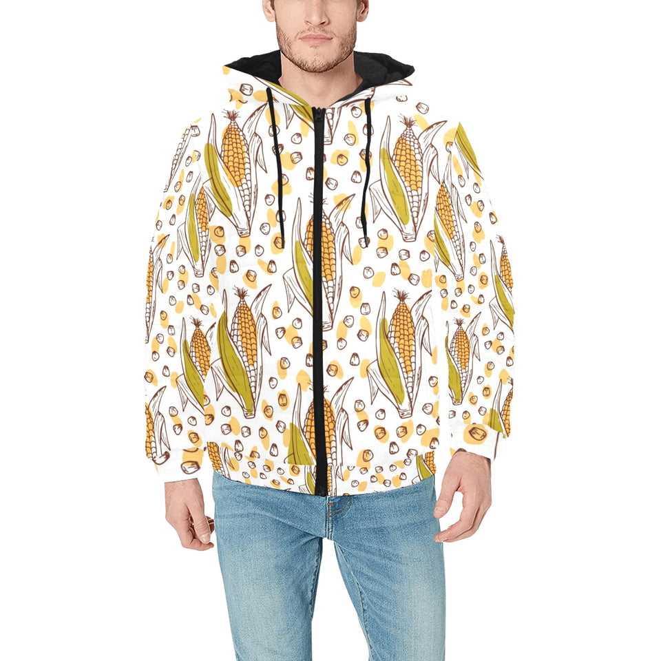 Corn Pattern Print Design 02 Men's Padded Hooded Jacket