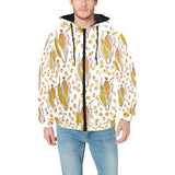 Corn Pattern Print Design 02 Men's Padded Hooded Jacket