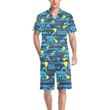Shark dangerous Men's V-Neck Short Pajama Set