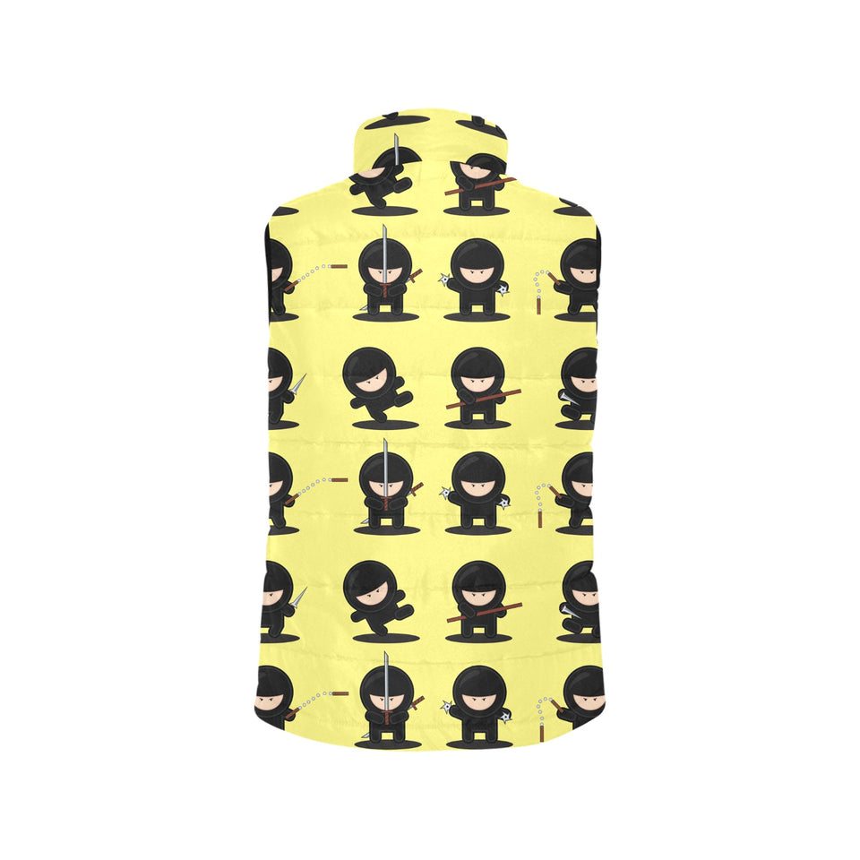 Cute ninja yellow background Men's Padded Vest