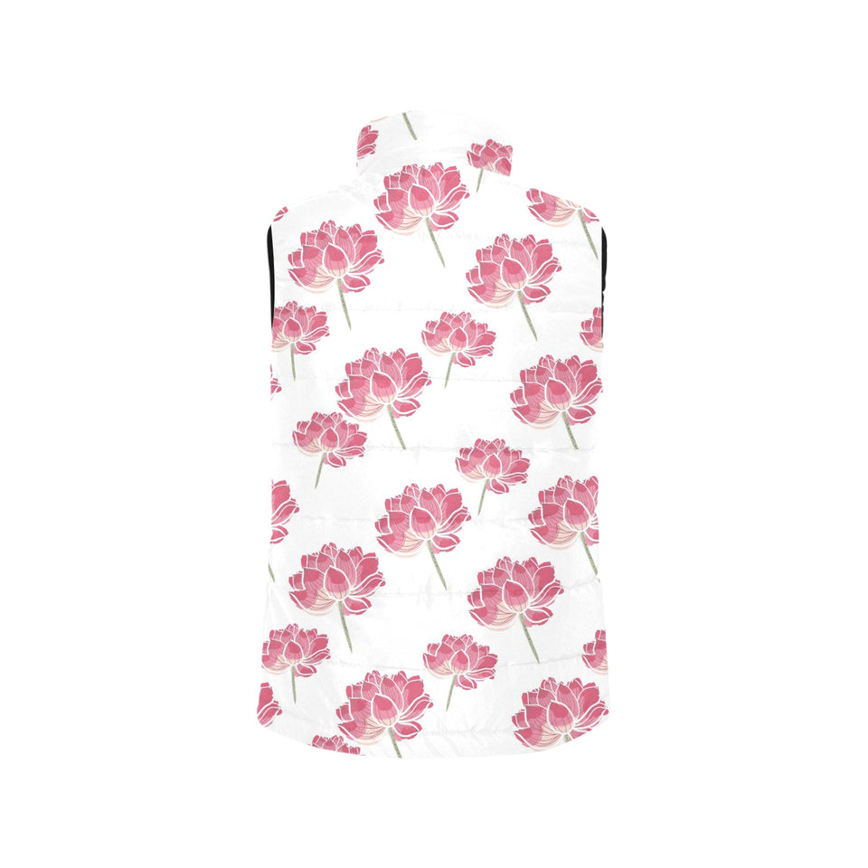 Pink lotus waterlily pattern Men's Padded Vest