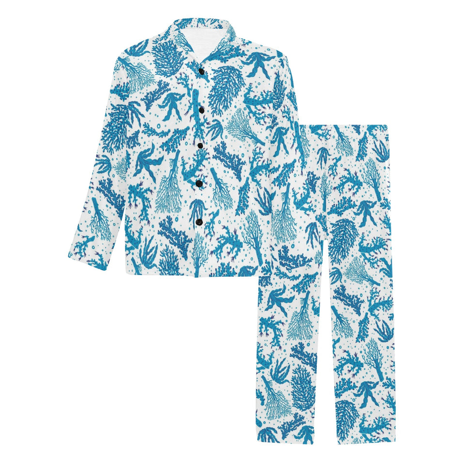 Coral Reef Pattern Print Design 01 Men's Long Pajama Set