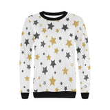 hand drawn gold black star pattern Women's Crew Neck Sweatshirt