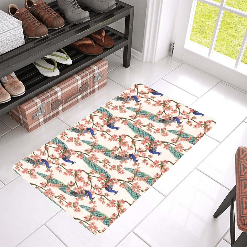 Peacock tropical flower pattern Doormat