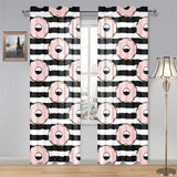 Donuts pink icing striped pattern Gauze Curtain