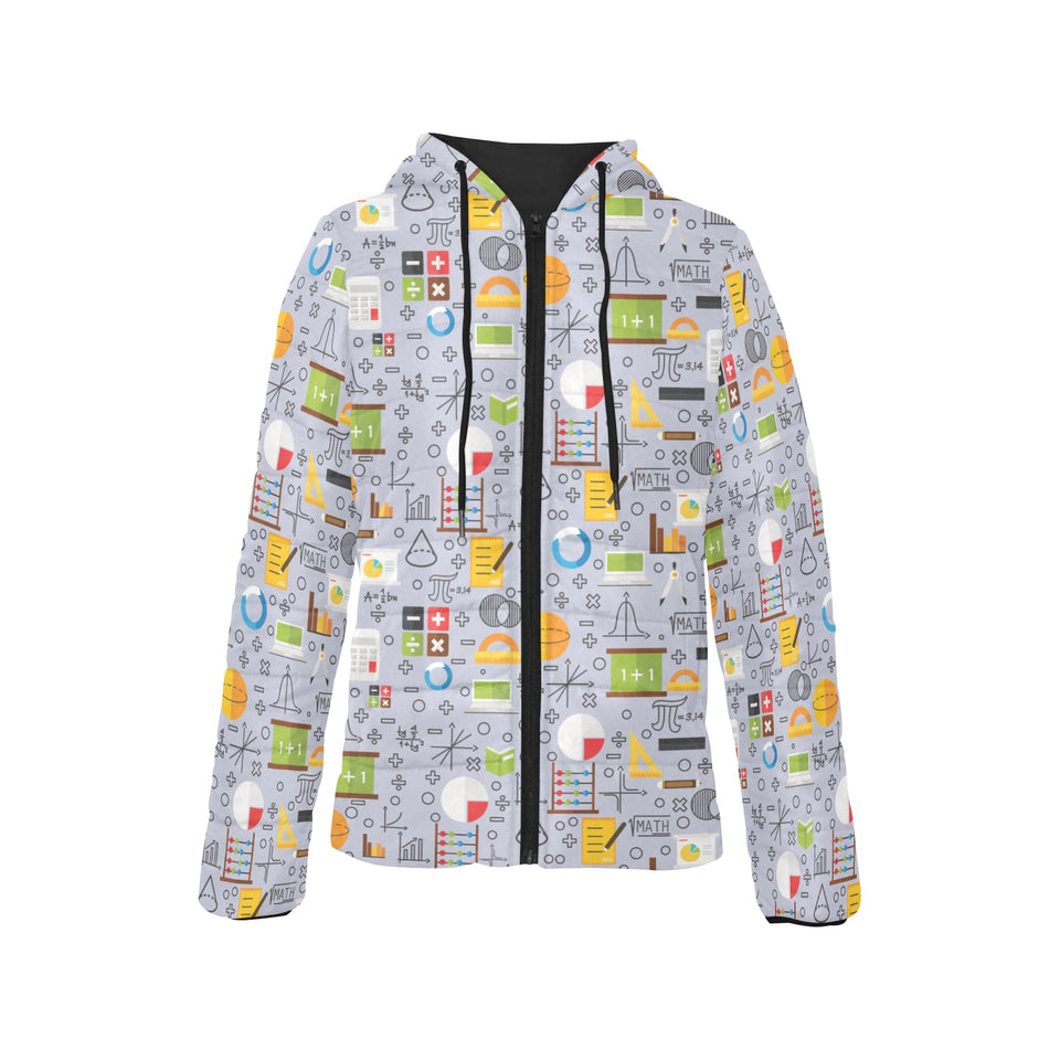Math Pattern Print Design 04 Women's Padded Hooded Jacket