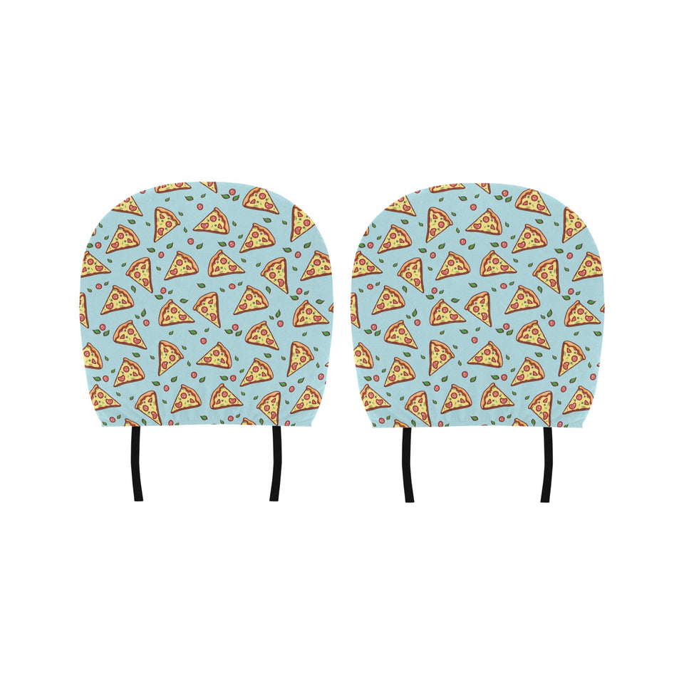 Hand drawn pizza blue background Car Headrest Cover