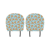 Hand drawn pizza blue background Car Headrest Cover