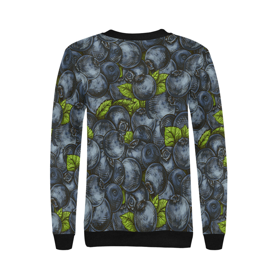 blueberry pattern Women's Crew Neck Sweatshirt