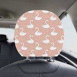 Swan flower light pink background Car Headrest Cover