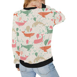Cute whale pattern Women's Crew Neck Sweatshirt