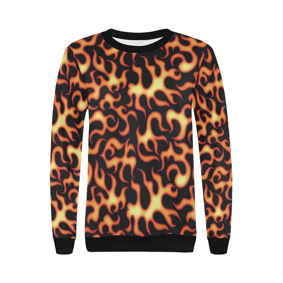 Fire flame dark pattern Women's Crew Neck Sweatshirt